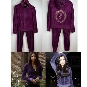 VTG Y2K Juicy Couture Purple Velour Track Suit M Hoodie Pants ASO Elana Gilbert